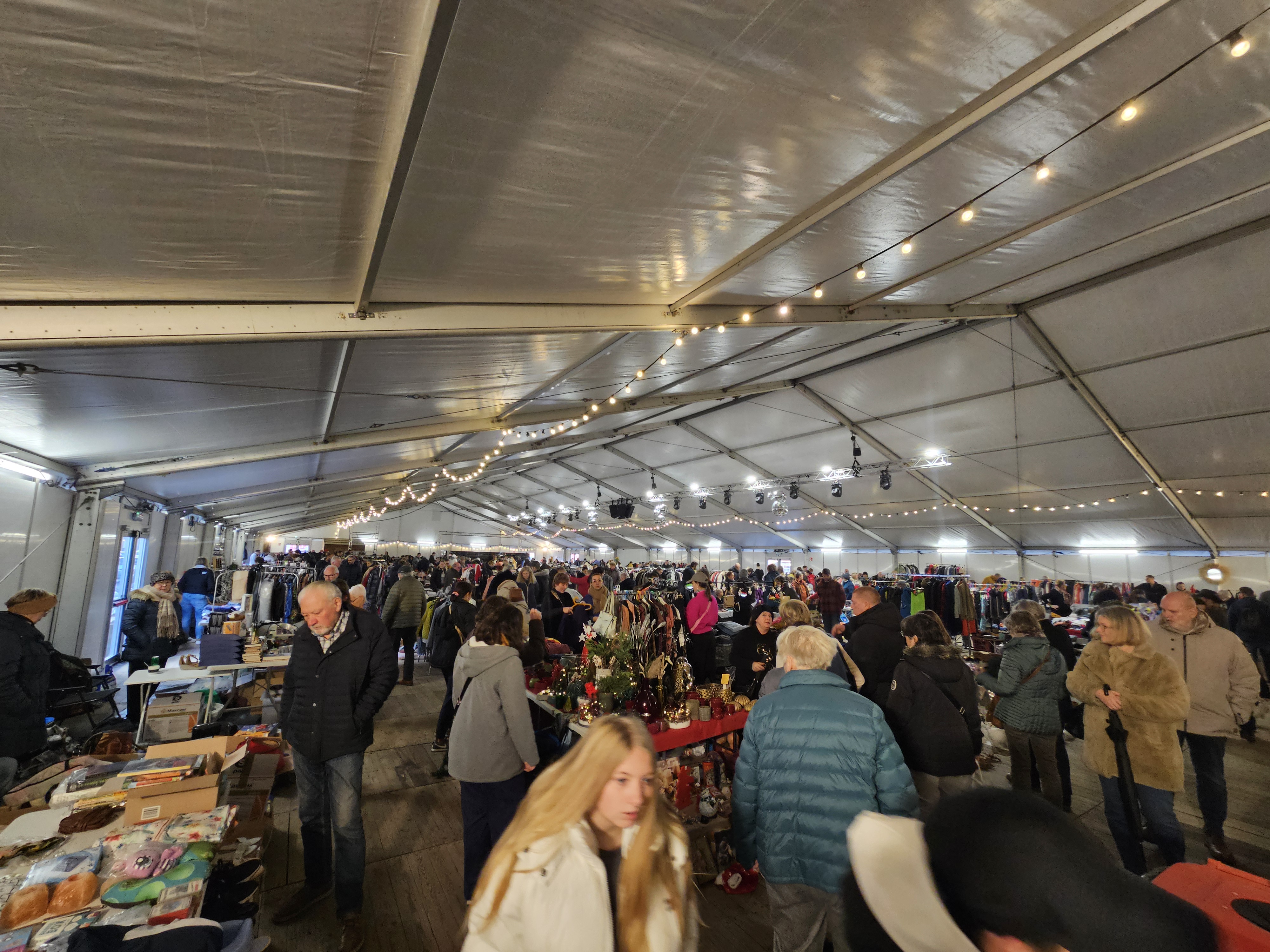 Bezoekers op de Winterrommelmarkt in Halle